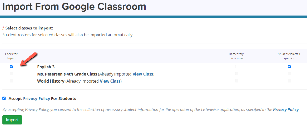 I imported my Google Classroom rosters. How do students get