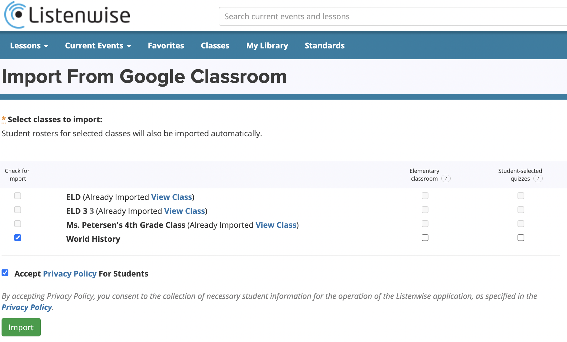 I imported my Google Classroom rosters. How do students get