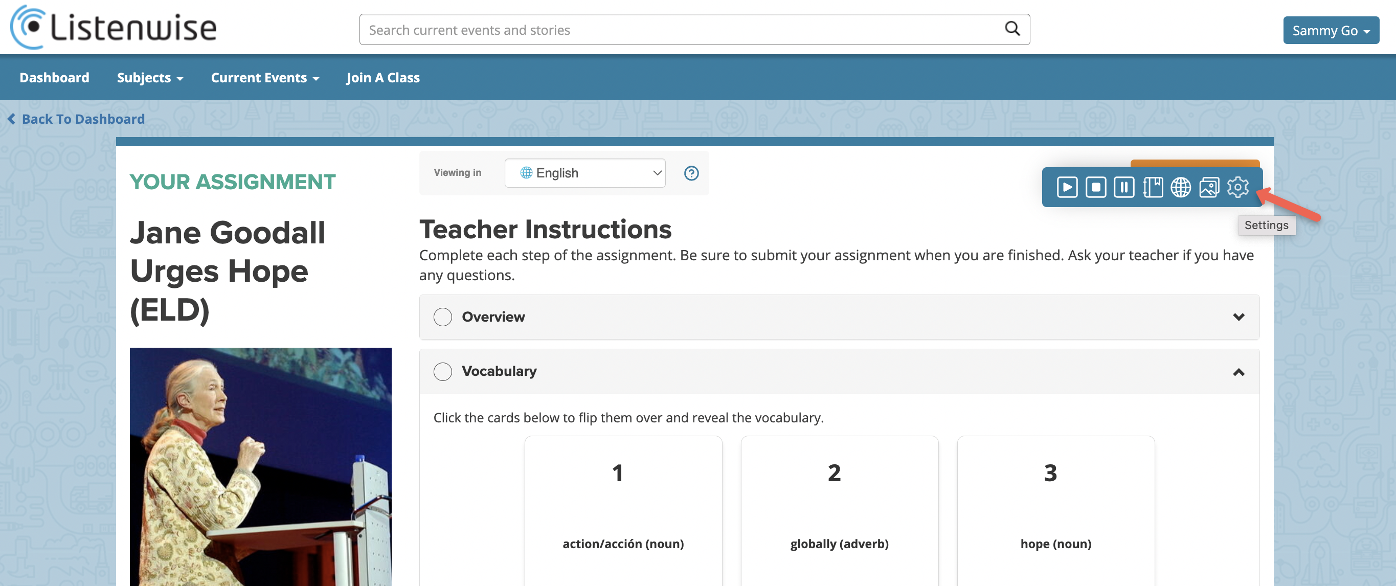 Student Guide: How to switch languages on Listenwise – Listenwise Support  Center